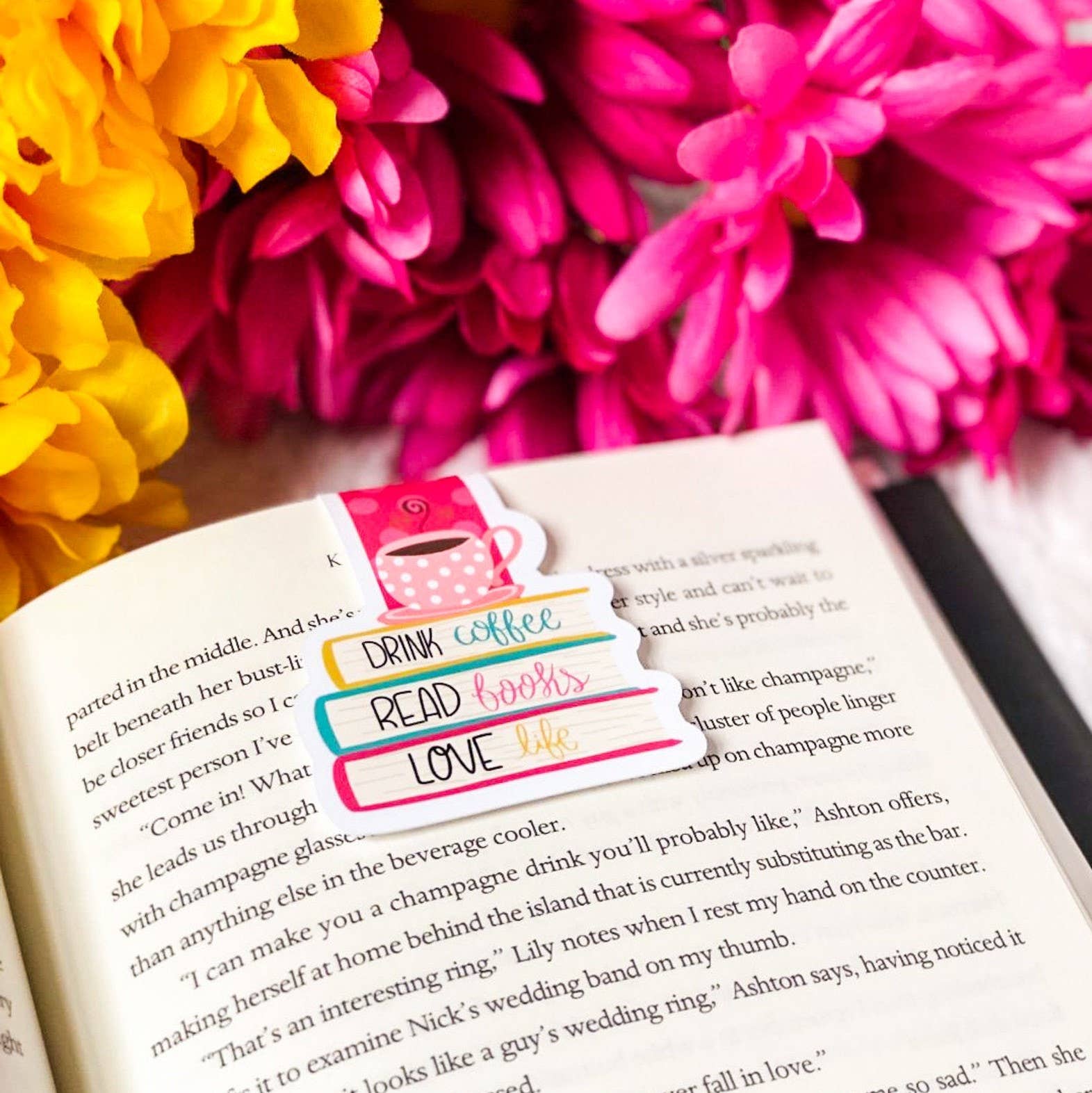 Books and Coffee Magnetic Bookmark