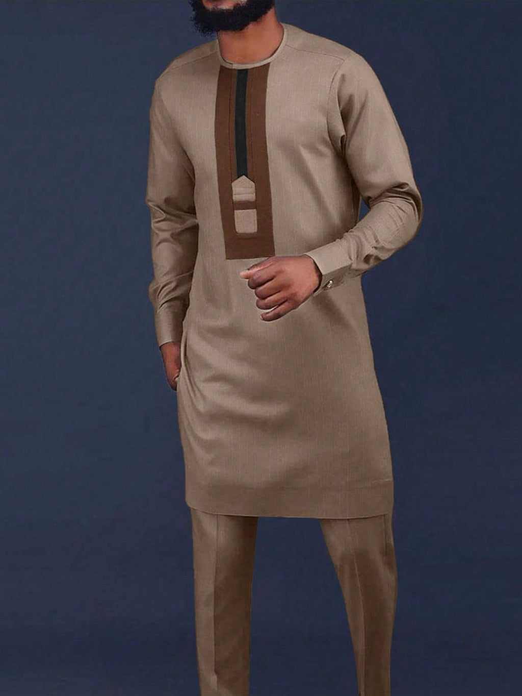 Men’s Khaki  Two-Piece Traditional Set